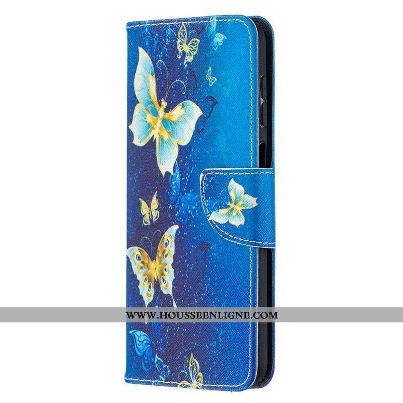 Housse Samsung Galaxy A12 / M12 Papillons Dorés