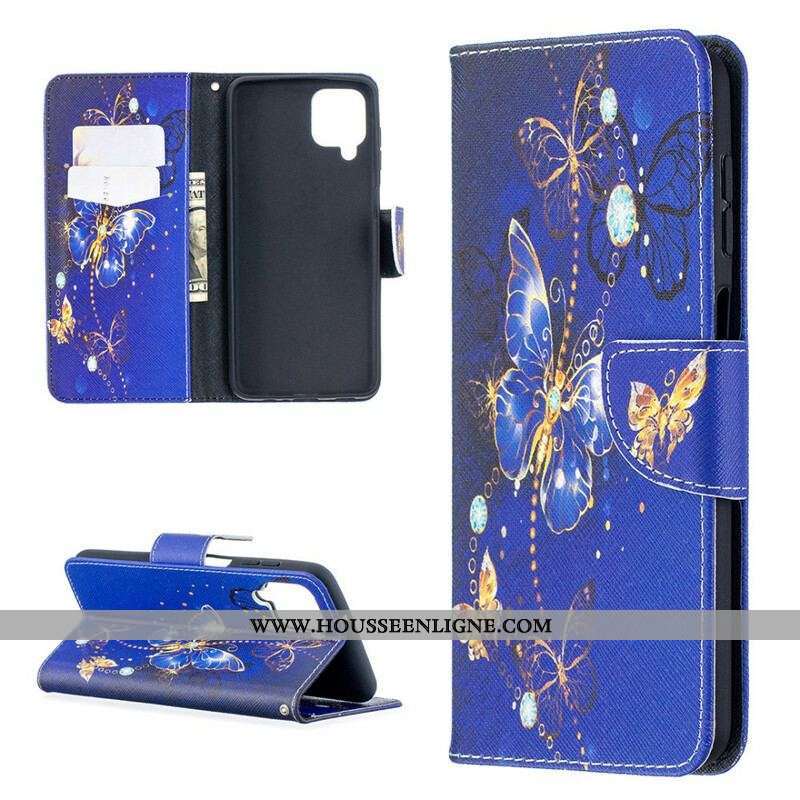 Housse Samsung Galaxy A12 / M12 Papillons Dorés