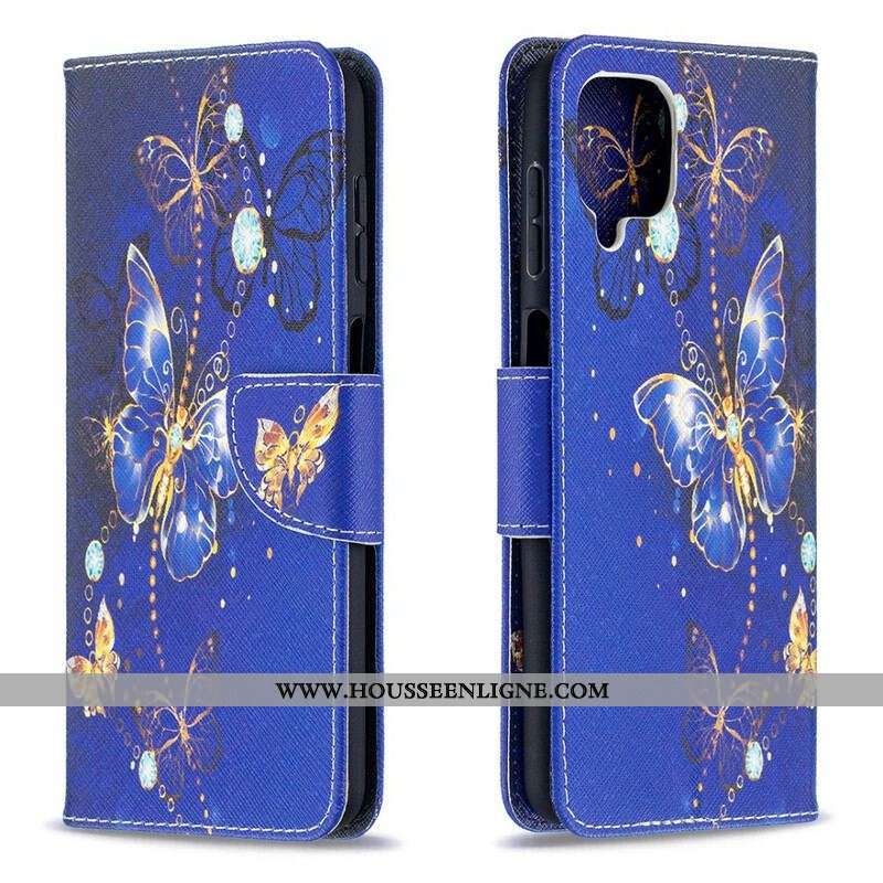 Housse Samsung Galaxy A12 / M12 Papillons Dorés
