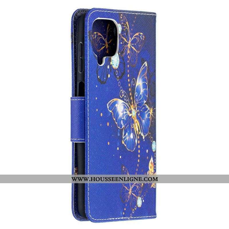 Housse Samsung Galaxy A12 / M12 Papillons Dorés