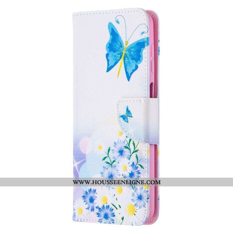 Housse Samsung Galaxy A12 / M12 Papillons et Fleurs Peints