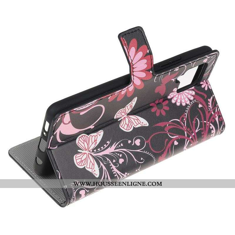Housse Samsung Galaxy A12 / M12 Papillons et Fleurs