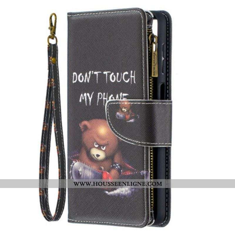 Housse Samsung Galaxy A12 / M12 Poche Zippée Ours