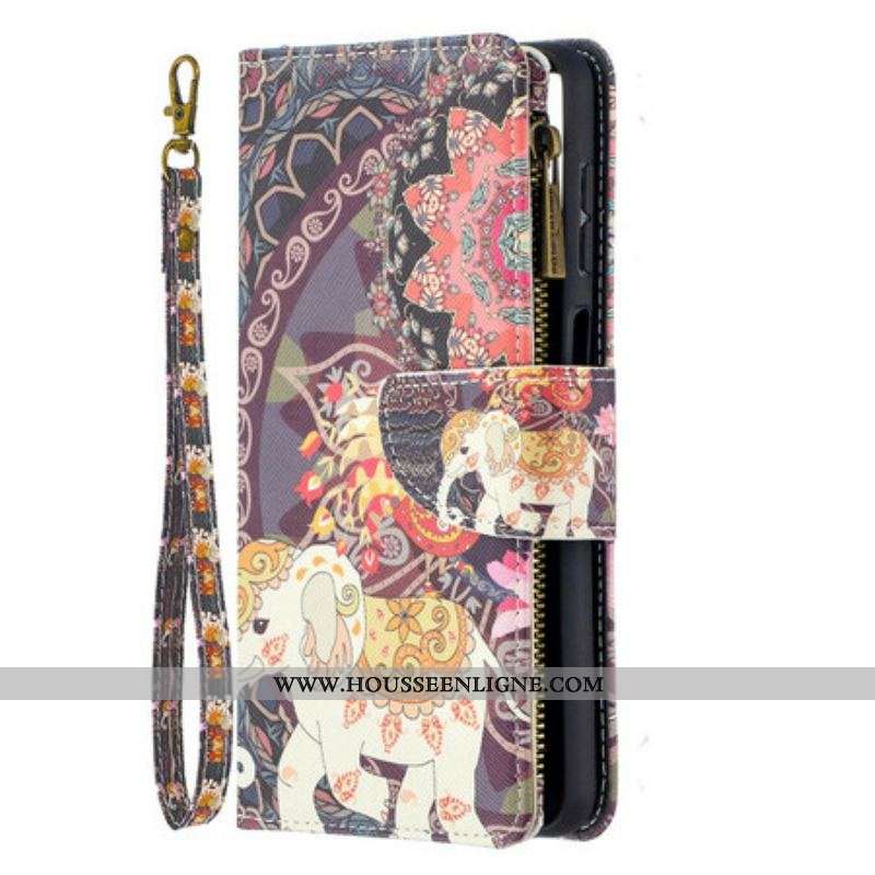 Housse Samsung Galaxy A12 / M12 Poche Zippée Éléphant