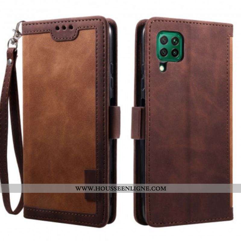 Housse Samsung Galaxy A12 / M12 Simili Cuir Bicolore Contours Renforcés