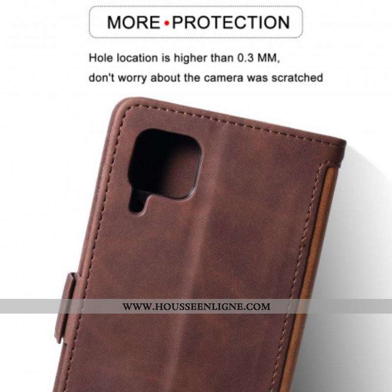 Housse Samsung Galaxy A12 / M12 Simili Cuir Bicolore Contours Renforcés