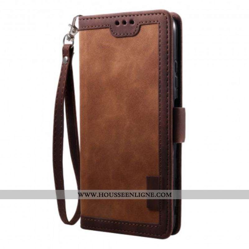 Housse Samsung Galaxy A12 / M12 Simili Cuir Bicolore Contours Renforcés