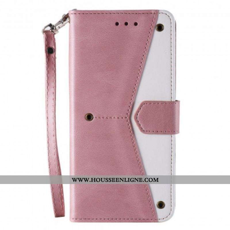 Housse Samsung Galaxy A12 / M12 Simili Cuir Bicolore Rivets