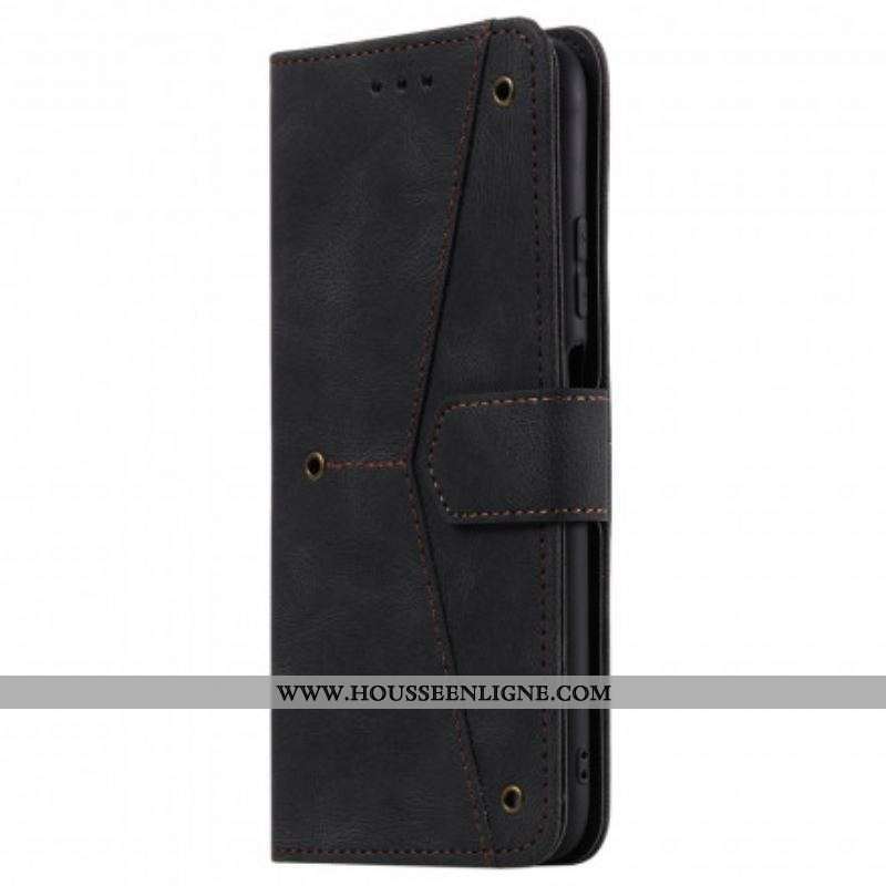 Housse Samsung Galaxy A12 / M12 Simili Cuir Bicolore Rivets