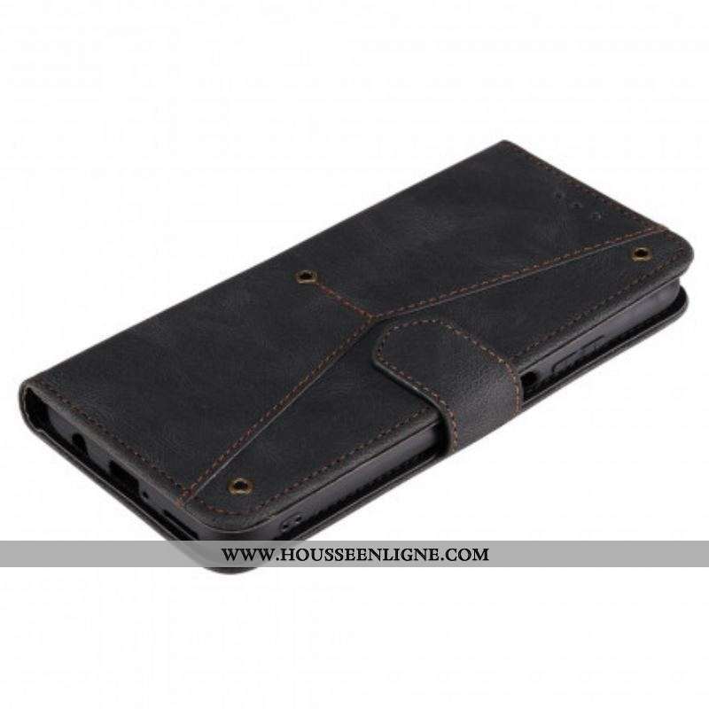 Housse Samsung Galaxy A12 / M12 Simili Cuir Bicolore Rivets