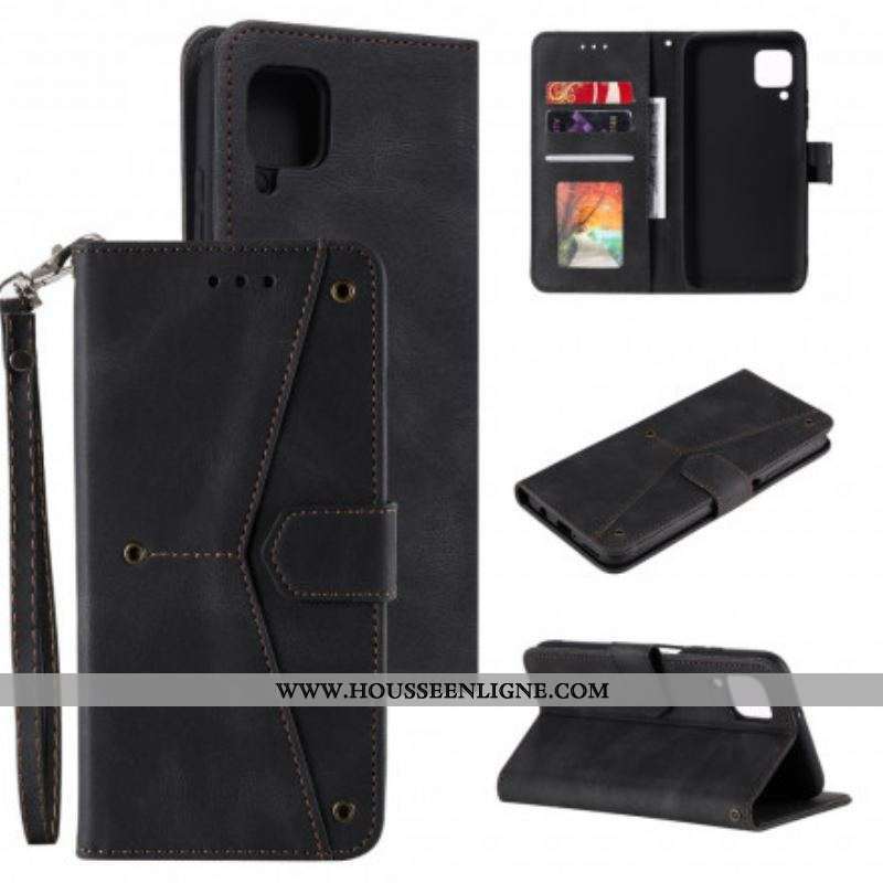Housse Samsung Galaxy A12 / M12 Simili Cuir Bicolore Rivets
