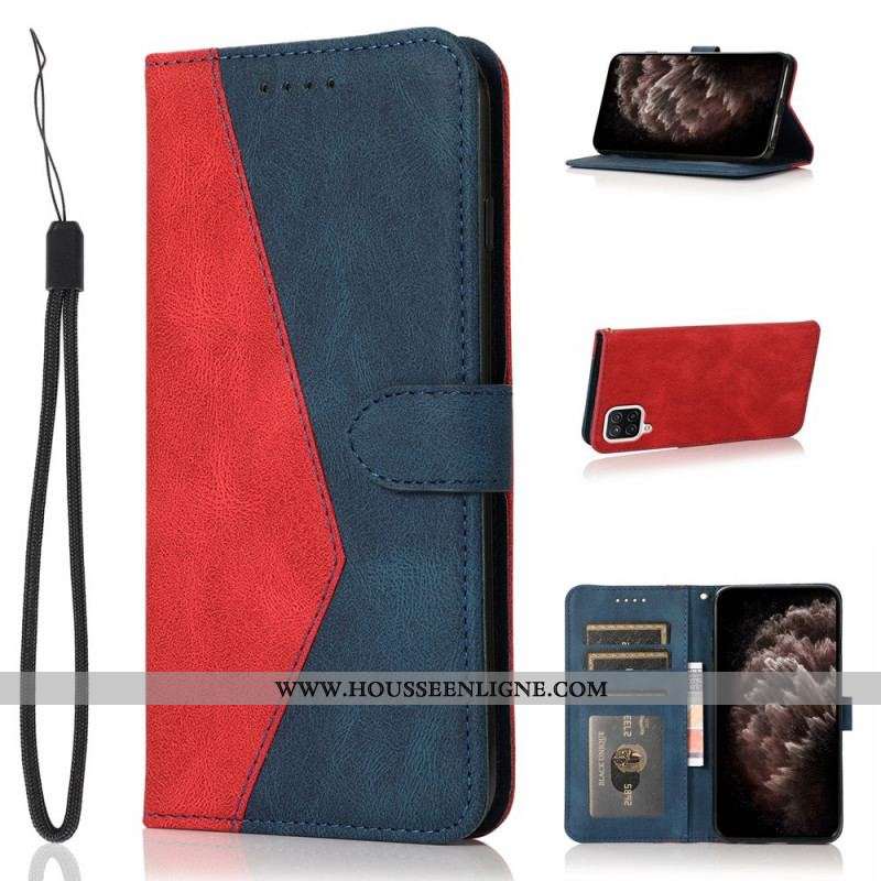 Housse Samsung Galaxy A12 / M12 Simili Cuir Bicolore Triangle