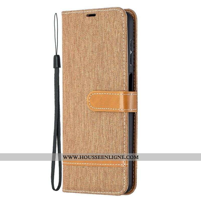 Housse Samsung Galaxy A12 / M12 Tissu et Effet Cuir à Lanière