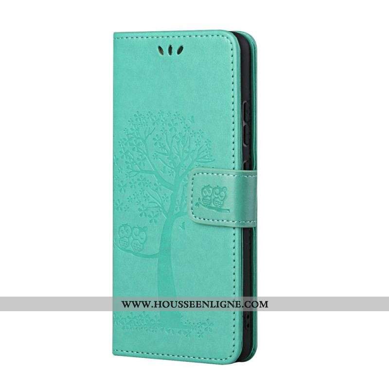 Housse Samsung Galaxy A13 5G / A04s Arbre et Hiboux à Lanière