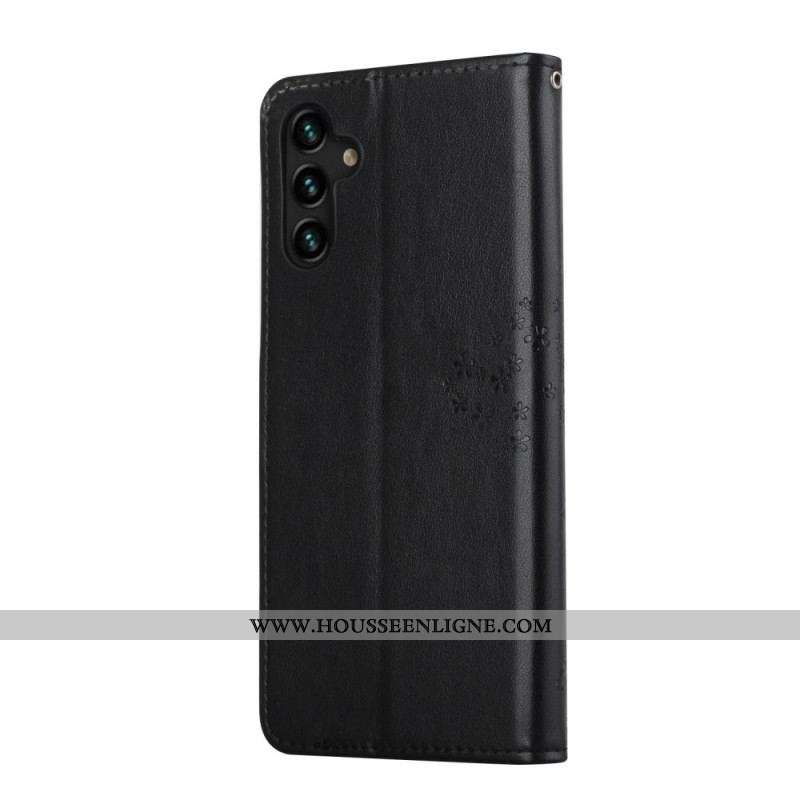 Housse Samsung Galaxy A13 5G / A04s Arbre et Hiboux à Lanière