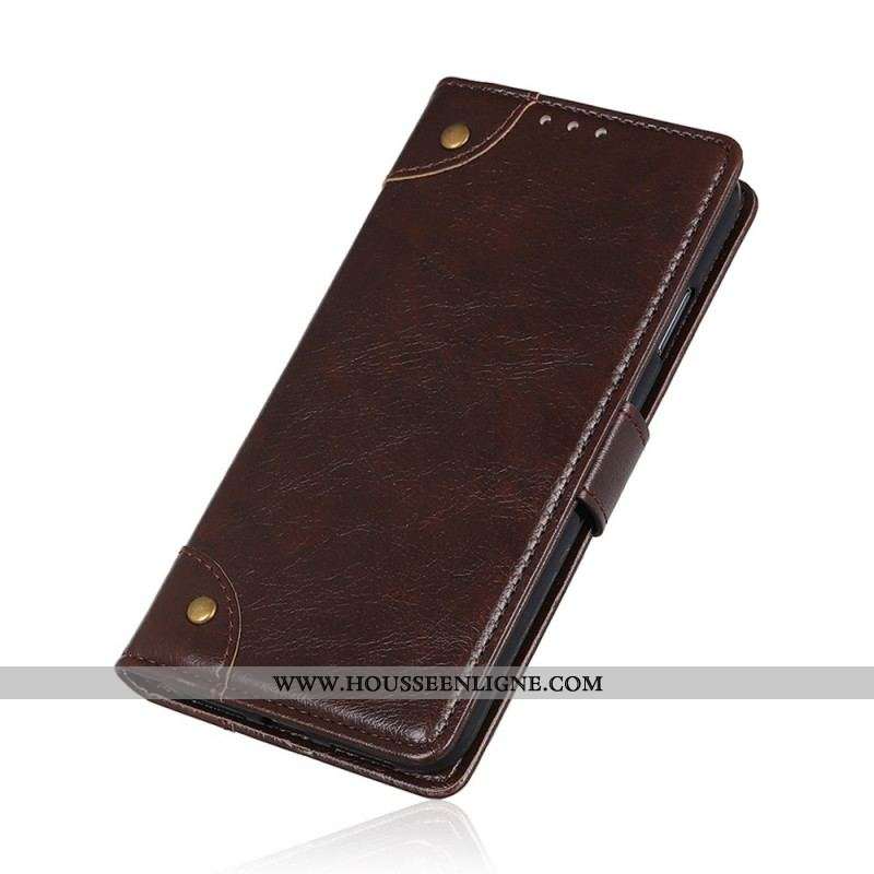 Housse Samsung Galaxy A13 5G / A04s Cuir Fendu Nappa Rivets