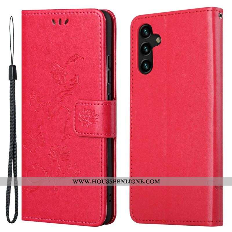 Housse Samsung Galaxy A13 5G / A04s Fleurs à Lanière