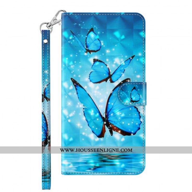 Housse Samsung Galaxy A13 5G / A04s Papillons Bleus Volants