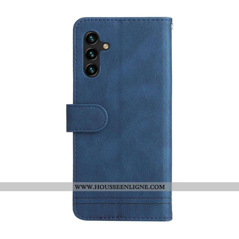 Housse Samsung Galaxy A13 5G / A04s Simili Cuir Rivet et Lanière