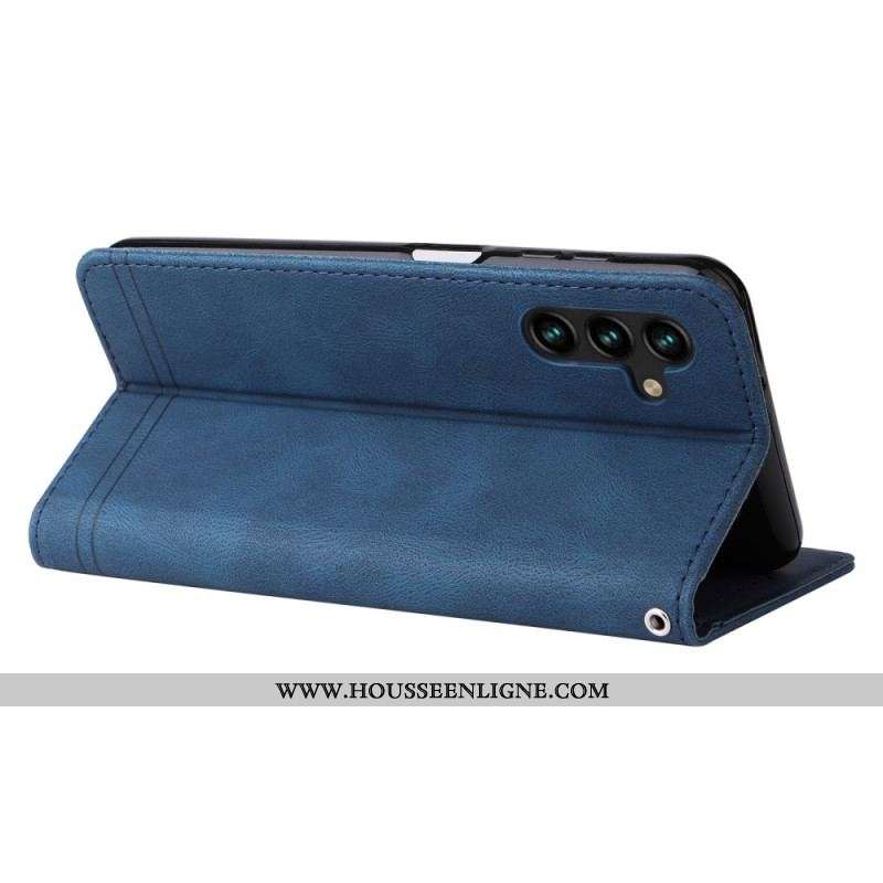 Housse Samsung Galaxy A13 5G / A04s Simili Cuir Rivet et Lanière
