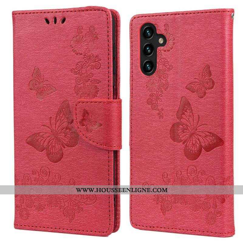 Housse Samsung Galaxy A13 5G / A04s Splendides Papillons à Lanière