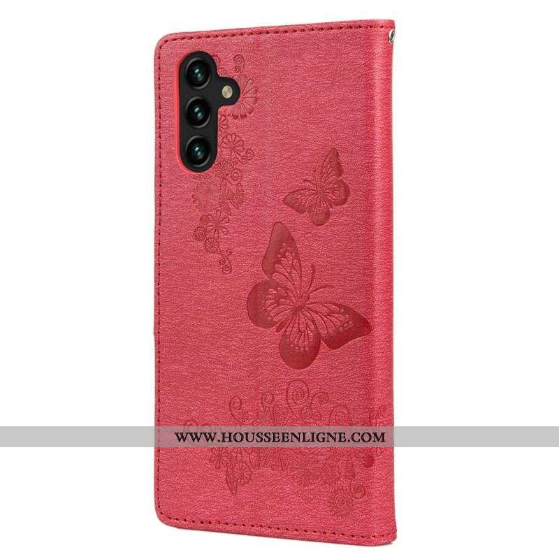 Housse Samsung Galaxy A13 5G / A04s Splendides Papillons à Lanière