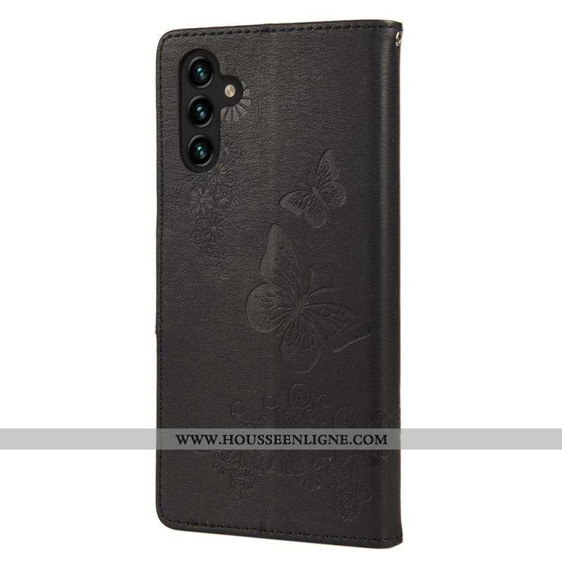 Housse Samsung Galaxy A13 5G / A04s Splendides Papillons à Lanière