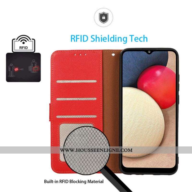 Housse Samsung Galaxy A13 5G / A04s Style Litchi RFID KHAZNEH