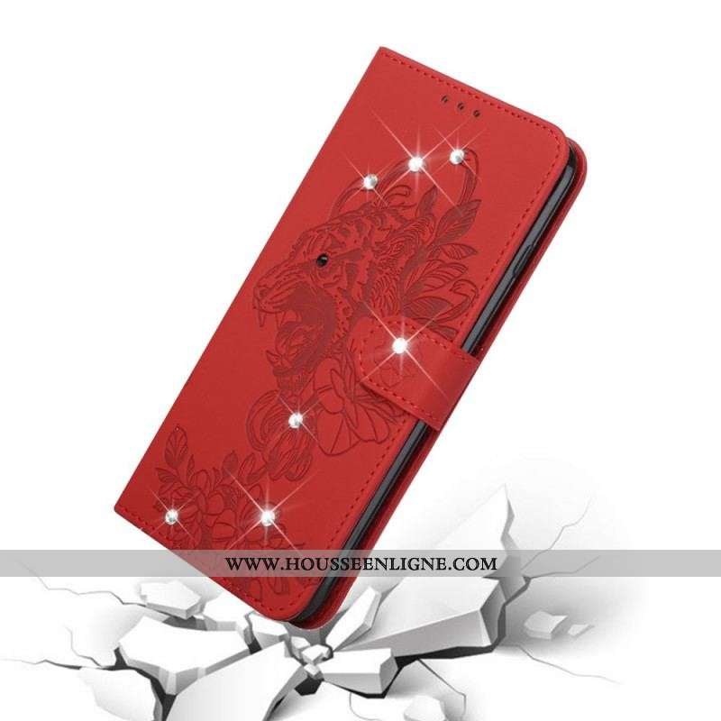 Housse Samsung Galaxy A13 5G / A04s Tigre Baroque et Diamants