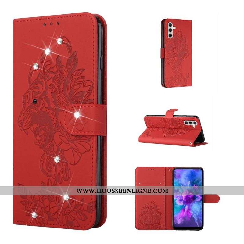 Housse Samsung Galaxy A13 5G / A04s Tigre Baroque et Diamants