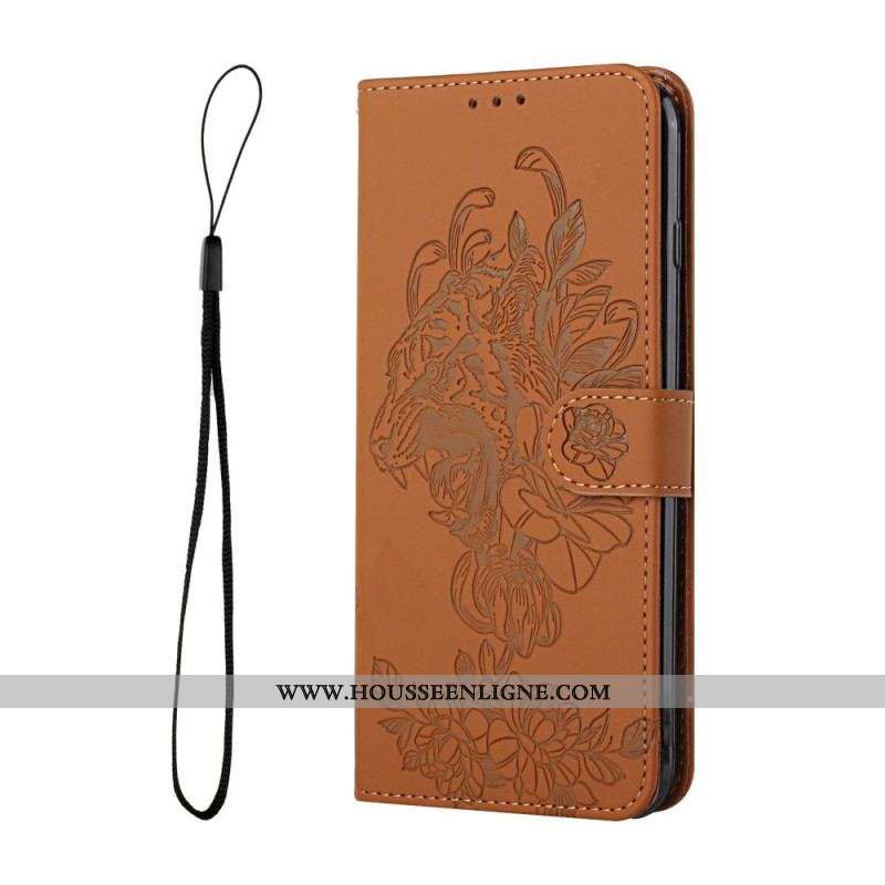 Housse Samsung Galaxy A13 5G / A04s Tigre Baroque à Lanière