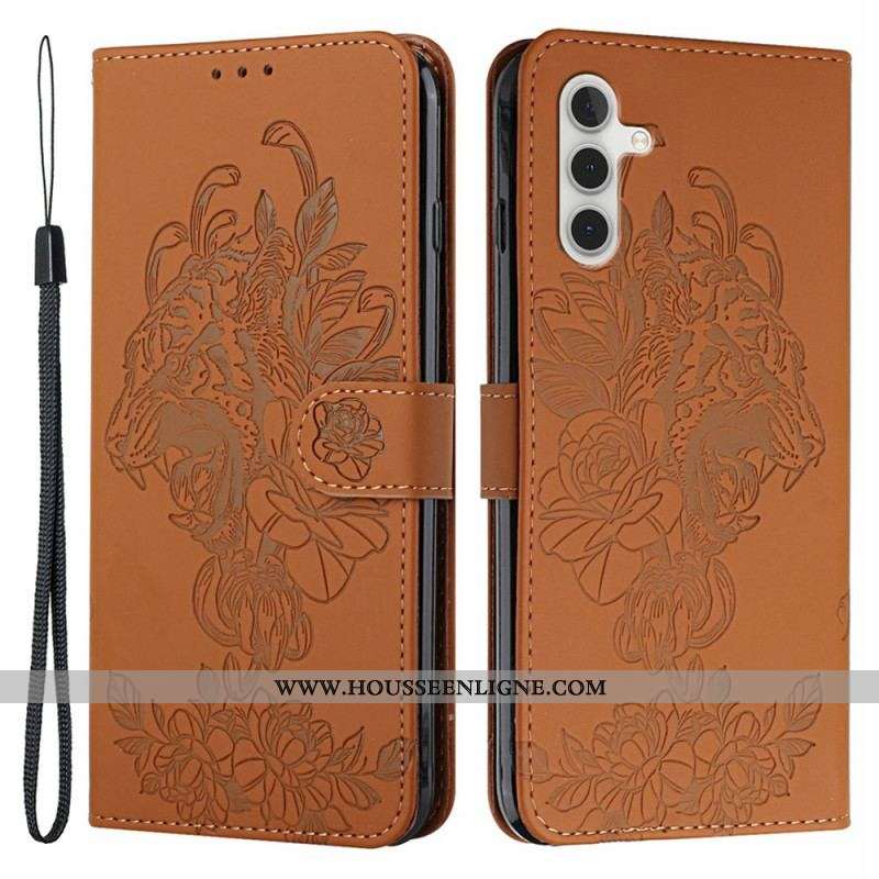 Housse Samsung Galaxy A13 5G / A04s Tigre Baroque à Lanière