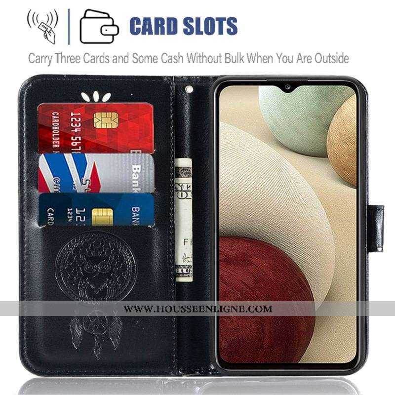 Housse Samsung Galaxy A13 5G / A04s effet cuir Attrape Rêves Hibou