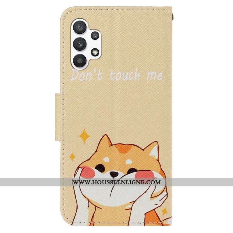 Housse Samsung Galaxy A13 Chat Don't Touch Me à Lanière