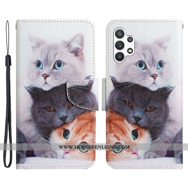 Housse Samsung Galaxy A13 Histoires de Chats avec Lanière