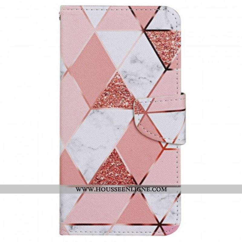 Housse Samsung Galaxy A13 Marbre et Paillettes avec Lanière
