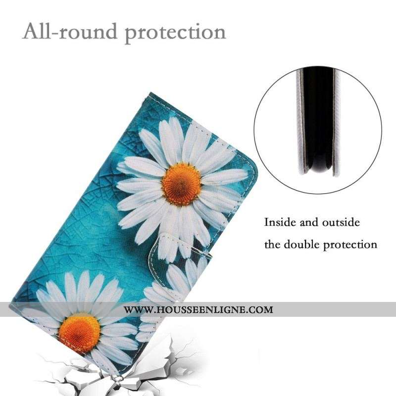 Housse Samsung Galaxy A13 Marguerites à Lanière