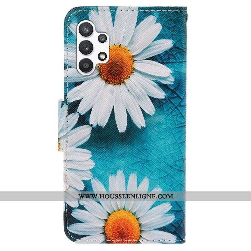 Housse Samsung Galaxy A13 Marguerites à Lanière