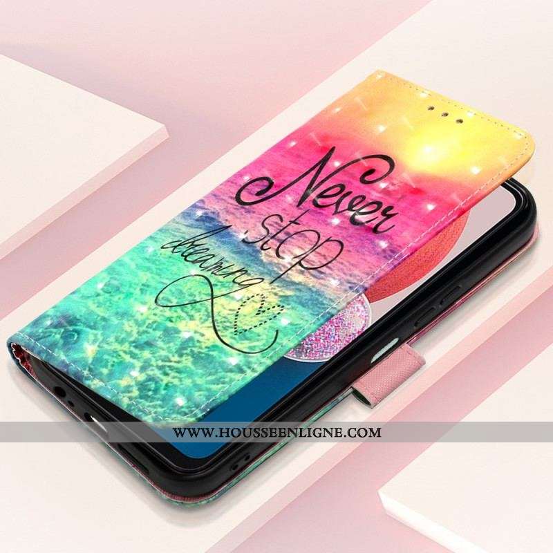 Housse Samsung Galaxy A13 Never Stop Dreaming à Lanière