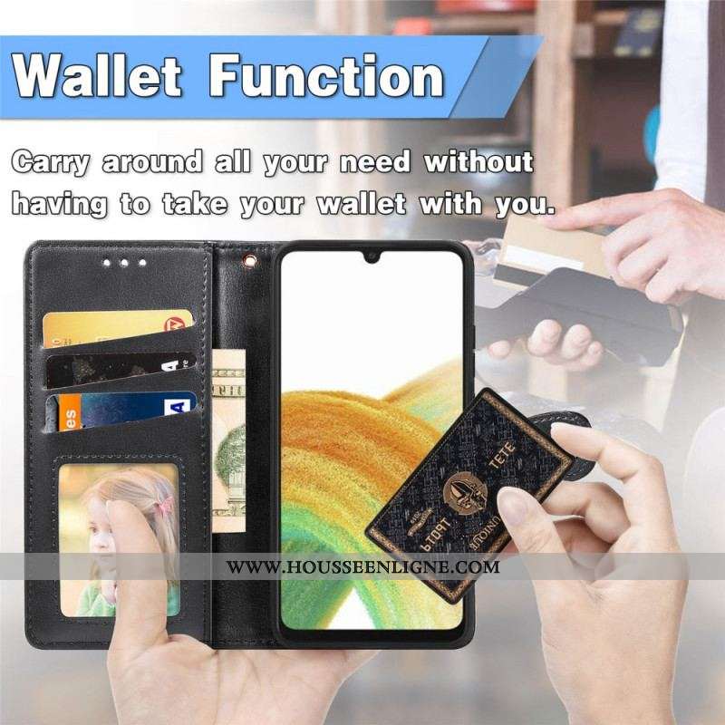 Housse Samsung Galaxy A13 Simili Cuir et Fermoir Vintage