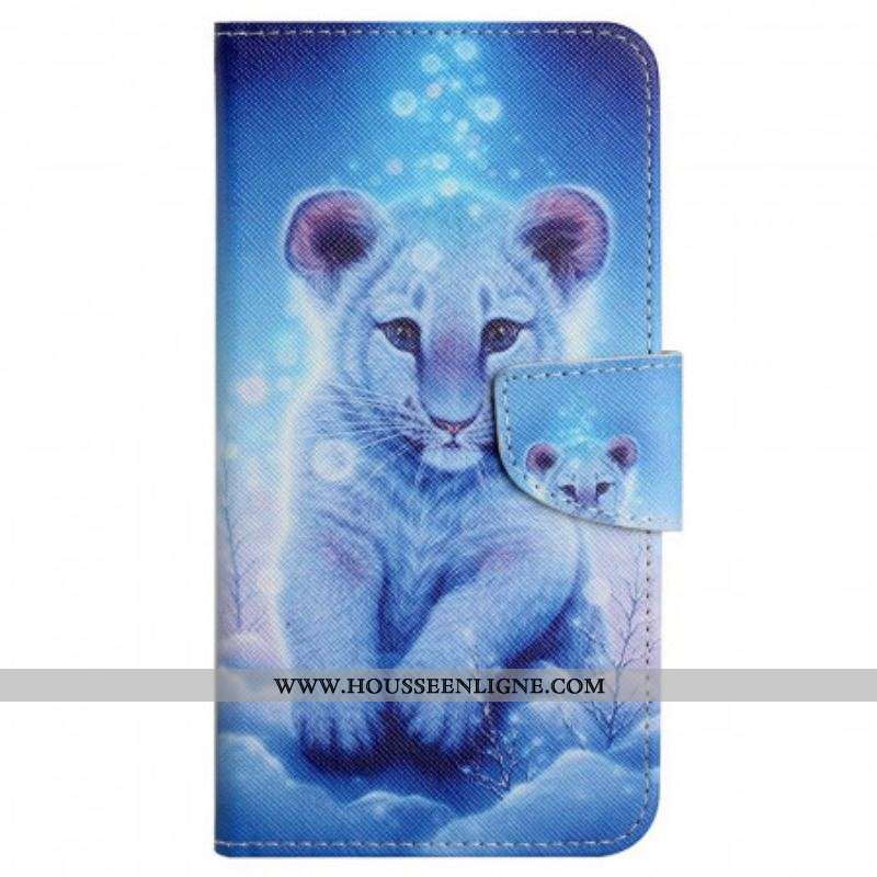 Housse Samsung Galaxy A13 Tigre Blanc avec Lanière