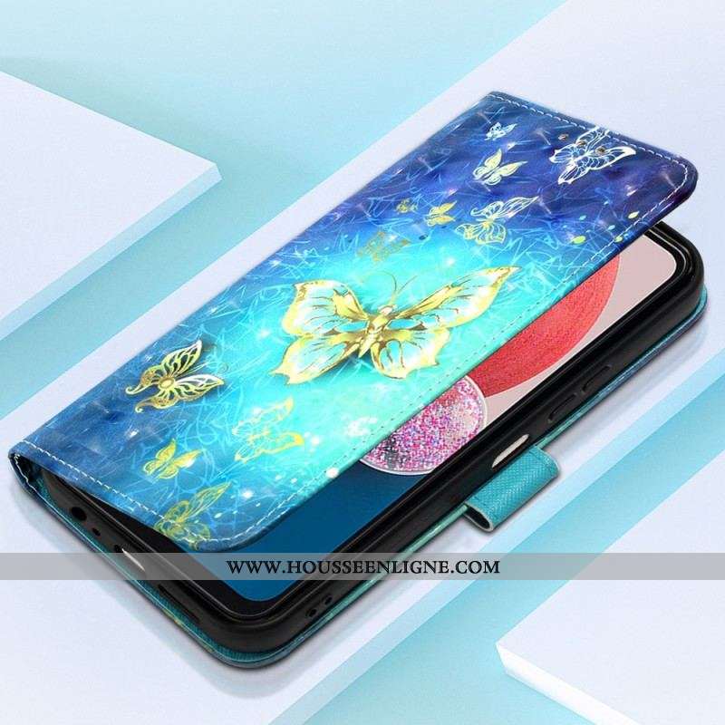 Housse Samsung Galaxy A13 Vol de Papillons à Lanière
