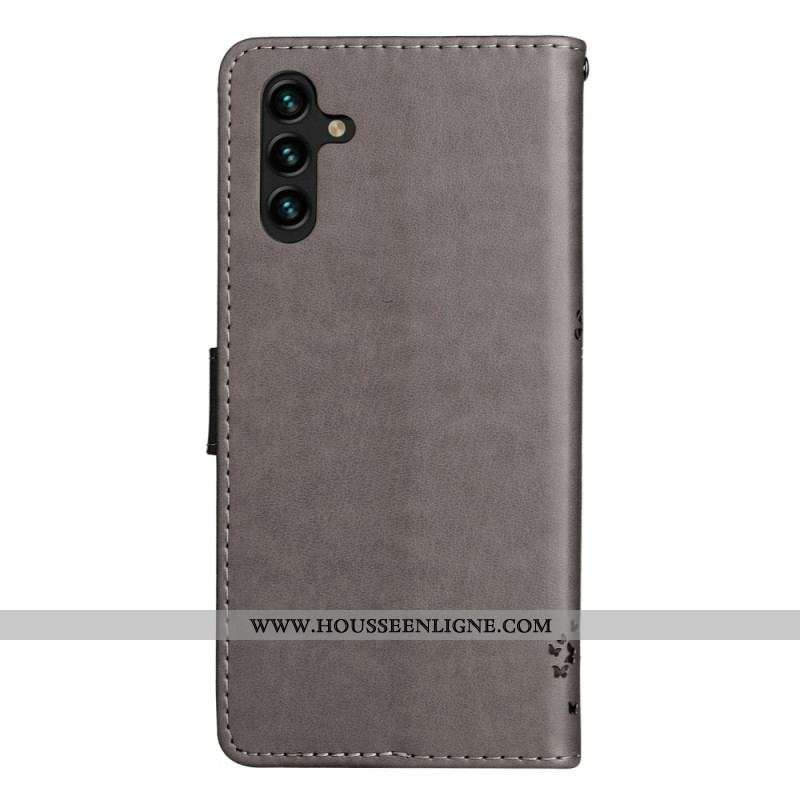 Housse Samsung Galaxy A14 5G / A14 Arbre et Chat à Lanière