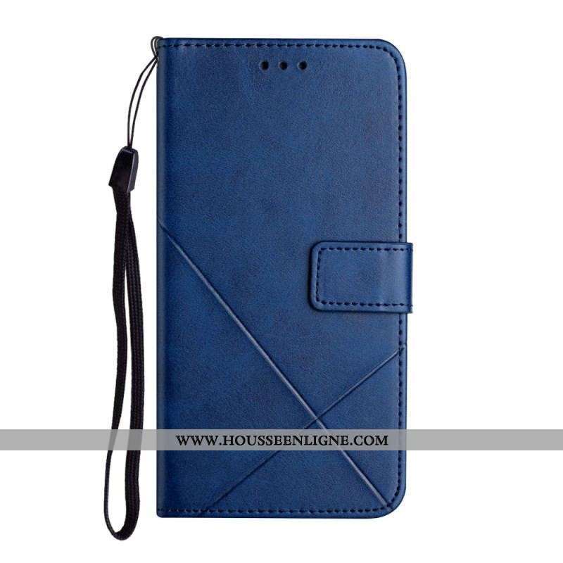Housse Samsung Galaxy A14 5G / A14 Style Cuir Géométrique à Lanière