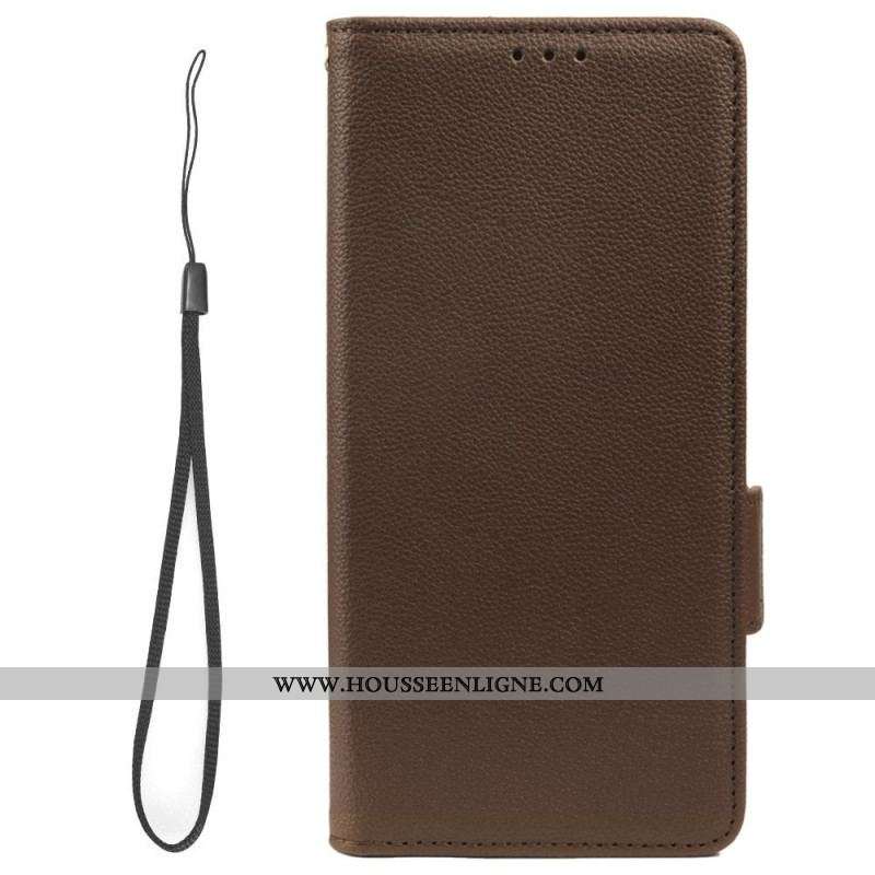 Housse Samsung Galaxy A14 5G / A14 Style Cuir Litchi à Lanière