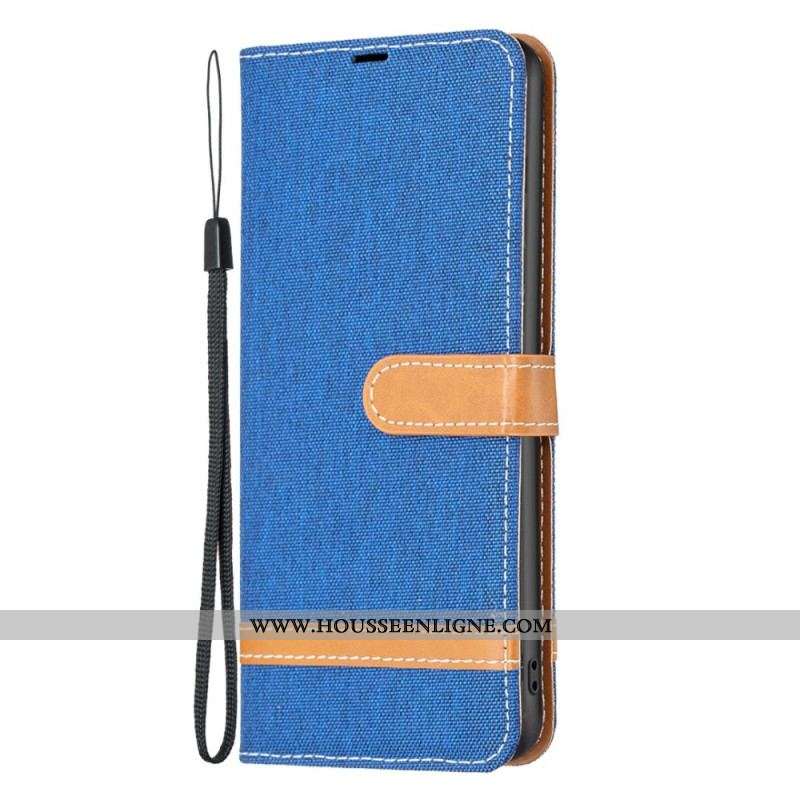 Housse Samsung Galaxy A14 5G / A14 Tissu et Effet Cuir à Lanière