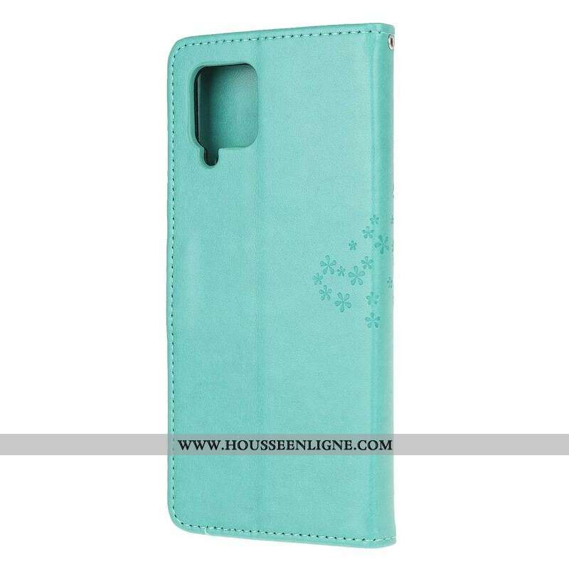 Housse Samsung Galaxy A42 5G Arbre et Hiboux à Lanière