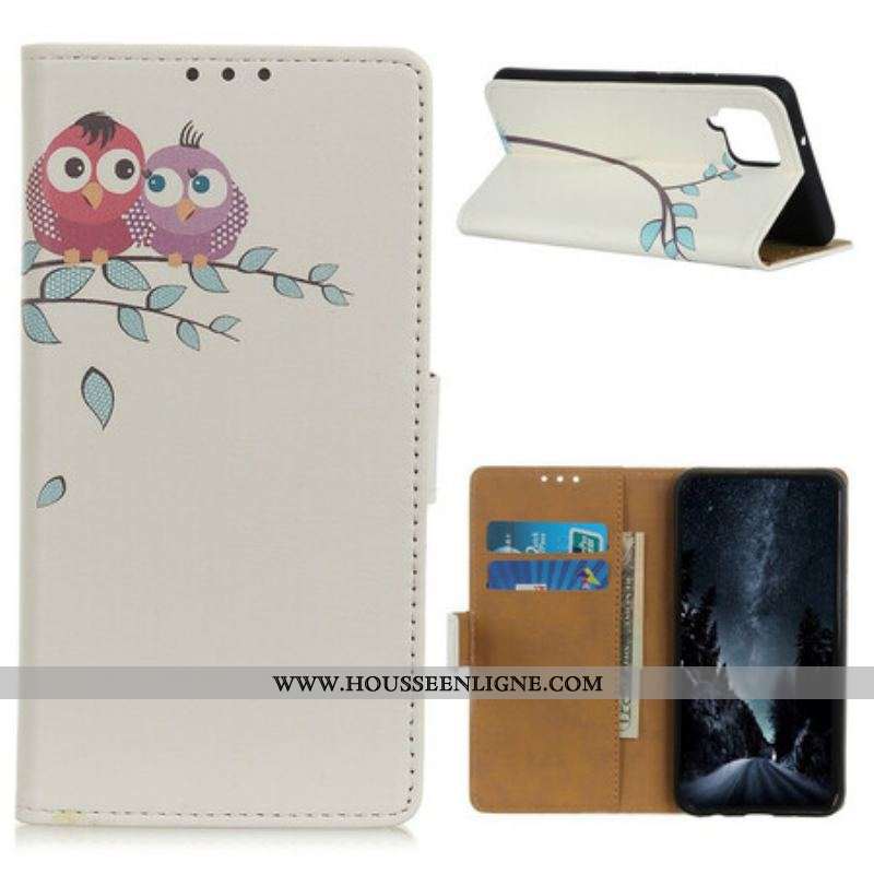 Housse Samsung Galaxy A42 5G Couple De Hiboux Sur l'Arbre
