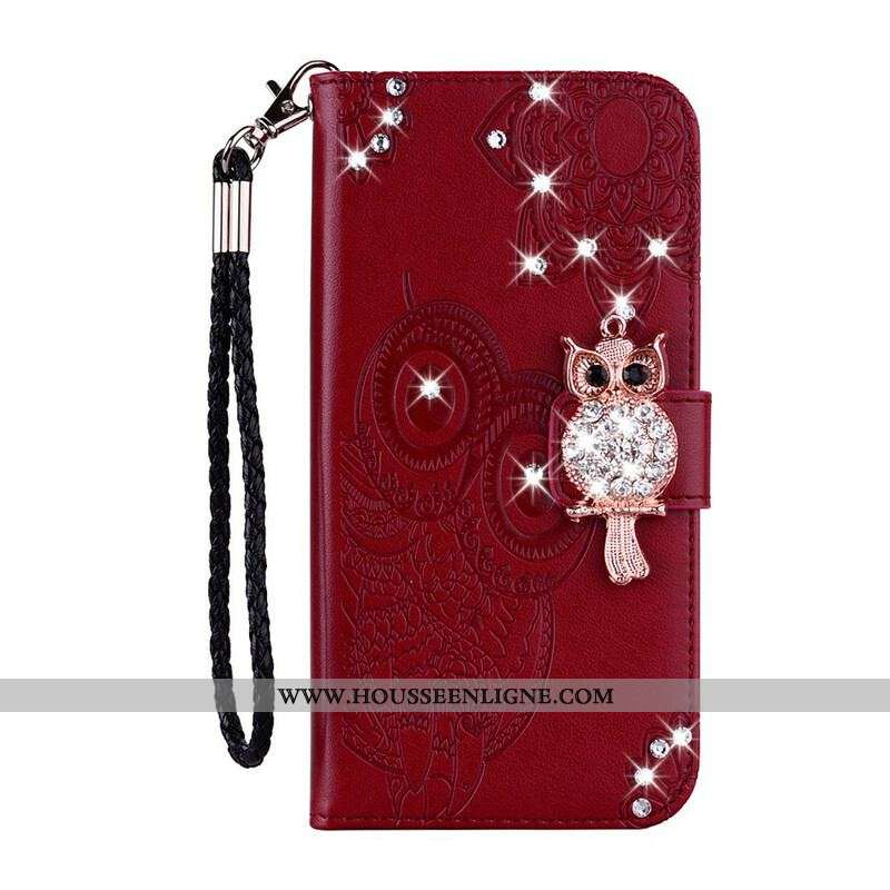 Housse Samsung Galaxy A42 5G Hibou Mandala et Breloque