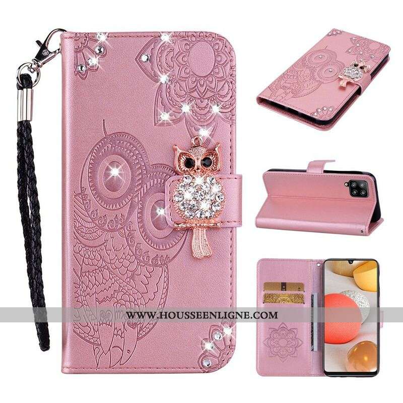 Housse Samsung Galaxy A42 5G Hibou Mandala et Breloque